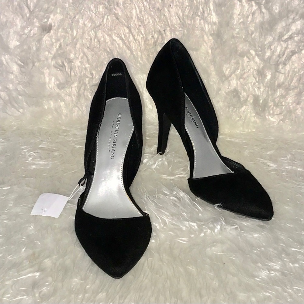 Black suede heels size 9
